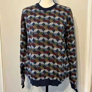 Vintage y2k TravelSmith Geometric Wool Blend Crewneck Sweater (XL Men)
